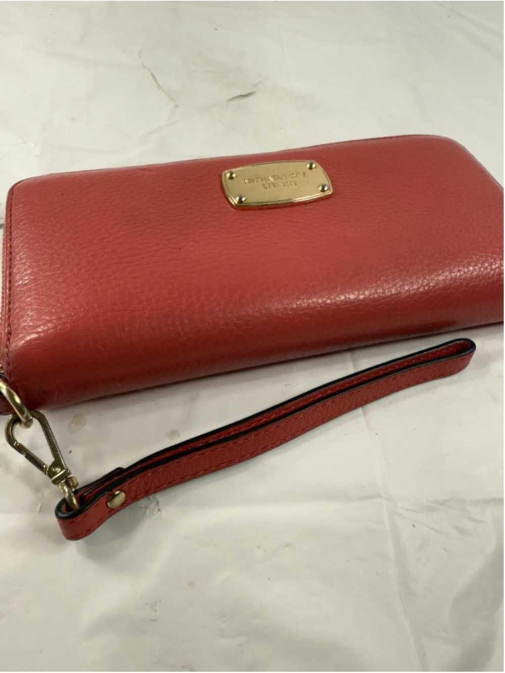 Michael Kors Logo Zip Continental Travel Saffiano Leather Wallet Watermelon - Picture 14 of 16